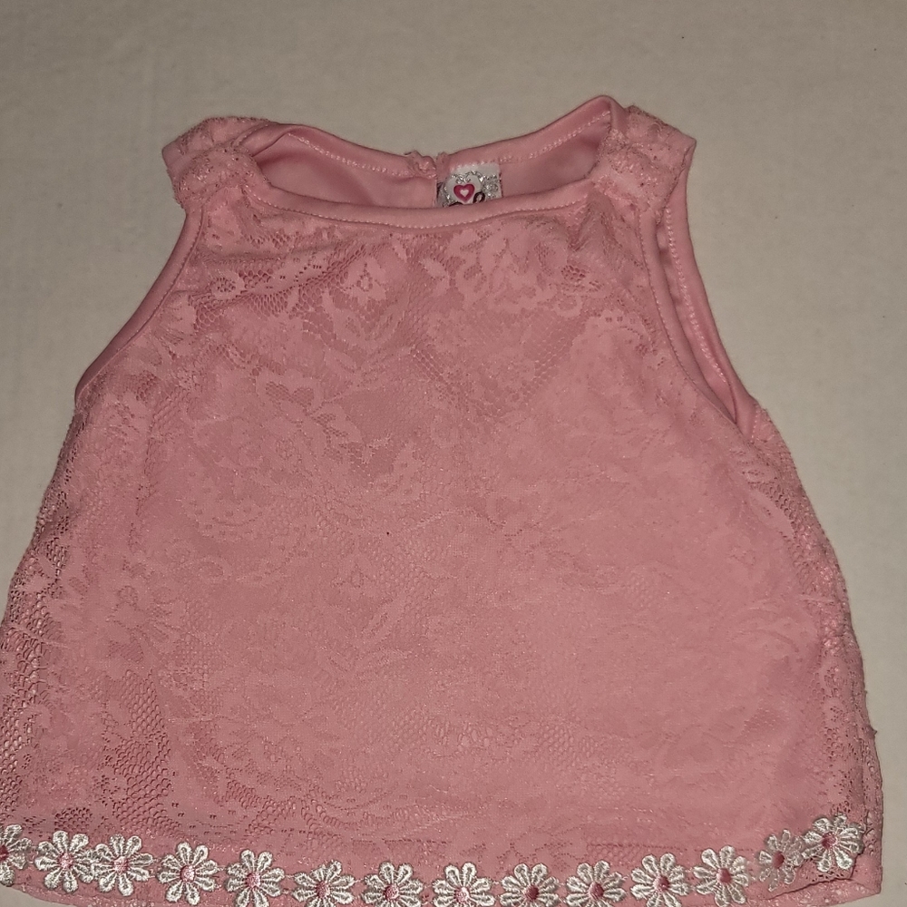 Daisy lace shirt with lining floral design pink n white 4T
